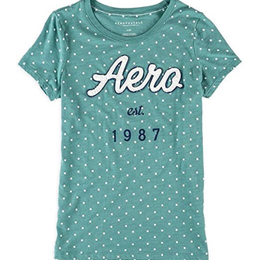 Aeropostale Blue Logo Polka Dotted Tee Size XS